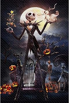 Photo 1 of Jigsaw Puzzle 1000 Piece Wooden Puzzle Halloween Picture Family Decorations, Unique Birthday Present Suitable for Teenagers and Adults