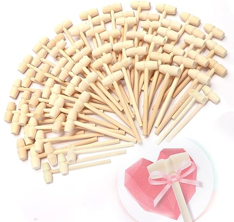 Photo 1 of Wooden Hammers for Breakable Heart Hammer x75, Small Wooden Mallet, Mini Wooden Hammer for Chocolate Heart Mold, Kids Hammer Wood For Chocolate Breakable Bear Mold, Martillos de Madera Para Chocolate