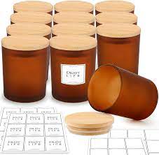 Photo 1 of 15 Packs 7oz Candle Jars for Making Candles,Thick Glass Candle Jars with Bamboo Lid,Candle Making Kits Empty Candle Jars Bulk Candle Vessels Candle Containers with Lids Candle Tin-Reusable?Amber