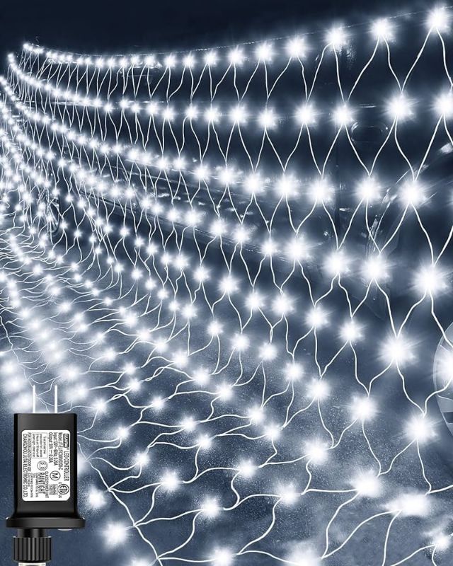 Photo 1 of 200 LED Christmas Decorative Lights, 9.8ft x 6.6ft Christmas Net Lights with 8 Modes, Connectable, Timer, Waterproof, Low Voltage Bush Mesh Lights for Christmas Decorations, Home, Wedding - White