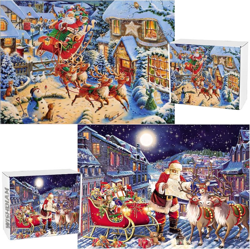 Photo 1 of 2 Pack Christmas Puzzles for Adults 1000 Pieces Christmas Santa Puzzles, Christmas Jigsaw Puzzles for Adults 1000 Pieces and Up, Puzzle Gifts for Family Friends
