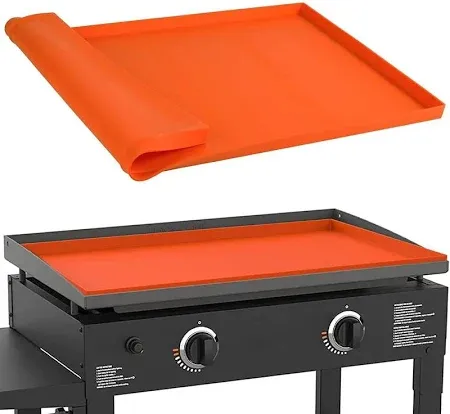 Photo 1 of 28 inch Silicone Griddle Mat for Blackstone, Food Grade Silicone/Unique Wave Pattern Design Griddle Accessories for Blackstone, Protective Mat for Griddle Surface, Dog Food Mat Pet Feeding mat-Orange