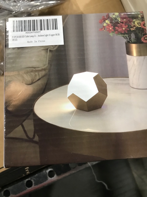 Photo 1 of Dodecahedron Table Lamp, Cool 7 Color RGB Desk Lamp, Cordless Rechargeable LED Desk Light,Unique Colorful Ambient Light for Restaurant Party Cafe Patio Dinner Bars Gaming Room Bronze-RGB