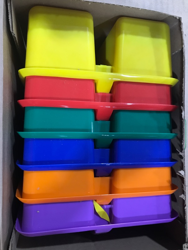 Photo 2 of Teacher Created Resources Assorted Primary Colors Portable Plastic Storage Caddy 6-Pack for Classrooms, Kids Room, and Office Organization, (Blue, Green, Orange, Purple, Red and Yellow) 3 Compartment