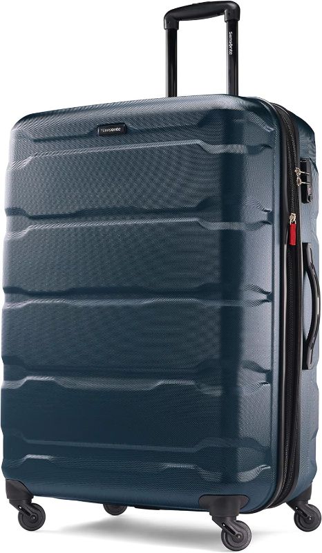 Photo 1 of Samsonite Omni PC Hardside Expandable Luggage with Spinner Wheels, Checked-Large 28-Inch, Teal
