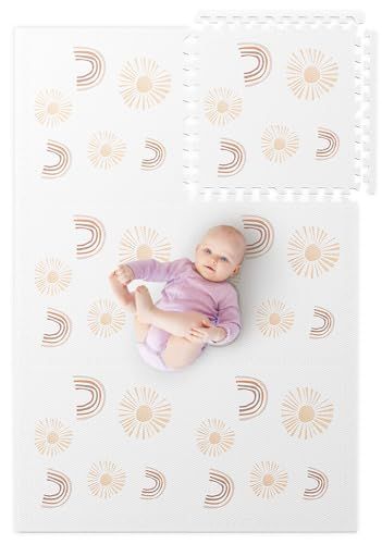 Photo 1 of Biliboo Soft Foam Mats for Floor - Perfect Baby & Kids Play Mat - Crawling and Exercise - Non-Toxic, Waterproof, and Easy to Clean - Rainbow & Sun
