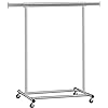 Photo 1 of SONGMICS Clothes Rack with Wheels, Heavy-Duty Clothing Rack for Hanging Clothes, Portable Garment Rack, with Extendable Hanging Rail, 198 lb Load Capacity, Silver UHSR13SV1