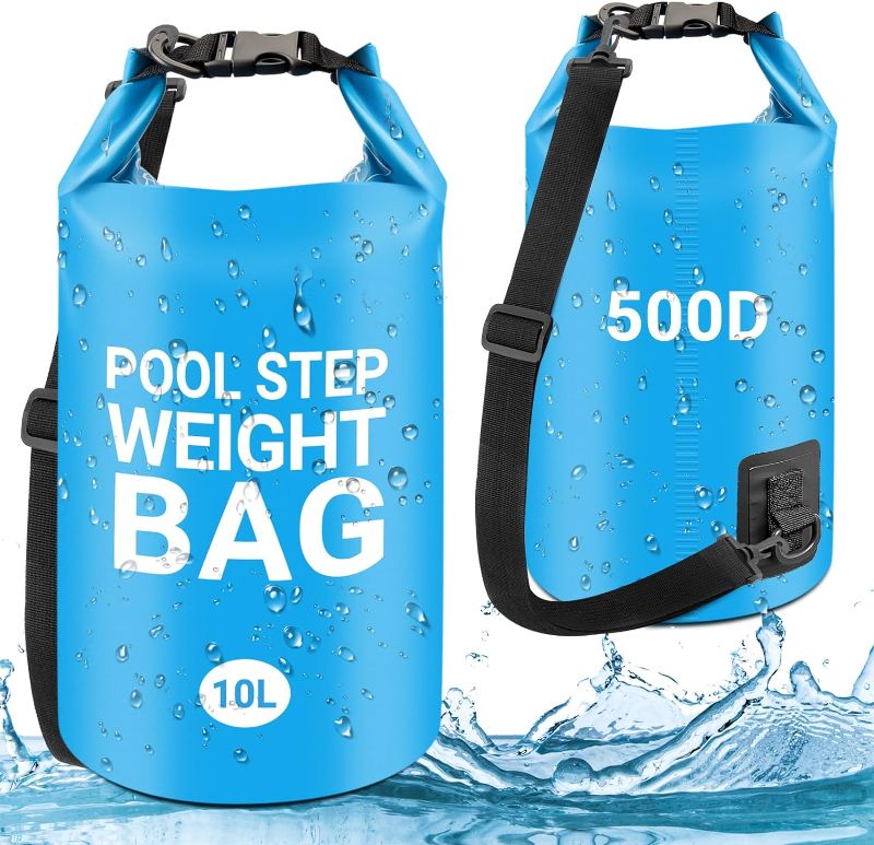 Photo 1 of 2 Pack Pool Ladder Weights, 500D PVC Universal Pool Step Weights for Above Ground Pools, 10L Heavy-Duty Swimming Pool Sand Bags Foldable Waterproof Dry Bag Backpack, Easy & Quick Fill Sand
