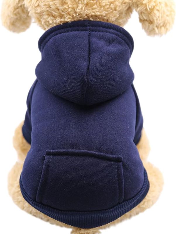 Photo 1 of 4pk of Dog Hoodie's with Pocket Pet Warm Sweater for Small Dogs Puppy Coat Navy Blue L
