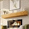 Photo 1 of Avana Rustic Fireplace Mantle Shelf 60 Inches - Handcrafted Wood Mantles For Over Fireplace - Wall Mounted Farmhouse Fireplace Mantel Shelf - Floating Fireplace Mantels 60 Inches X 8 X 5, Rustic Brown 60 X 8 X 5 Rustic Natural