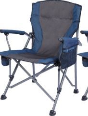 Photo 1 of RedSwing Oversized Folding Camping Chair for Adults 330lbs, Folding Lawn Chairs with Cup Holder and Side Pocket, Outdoor Portable Backpacking Camp Chairs for Fishing Sports, Blue Set of 2 Blue Set of Two