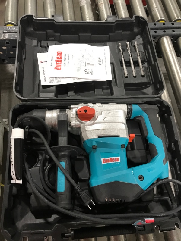 Photo 1 of ENEACRO 1-1/4 Inch SDS-Plus 13 Amp Heavy Duty Rotary Hammer Drill, Safety Clutch 4 Functions with Vibration Control Including Grease, Chisels and Drill Bits with Case