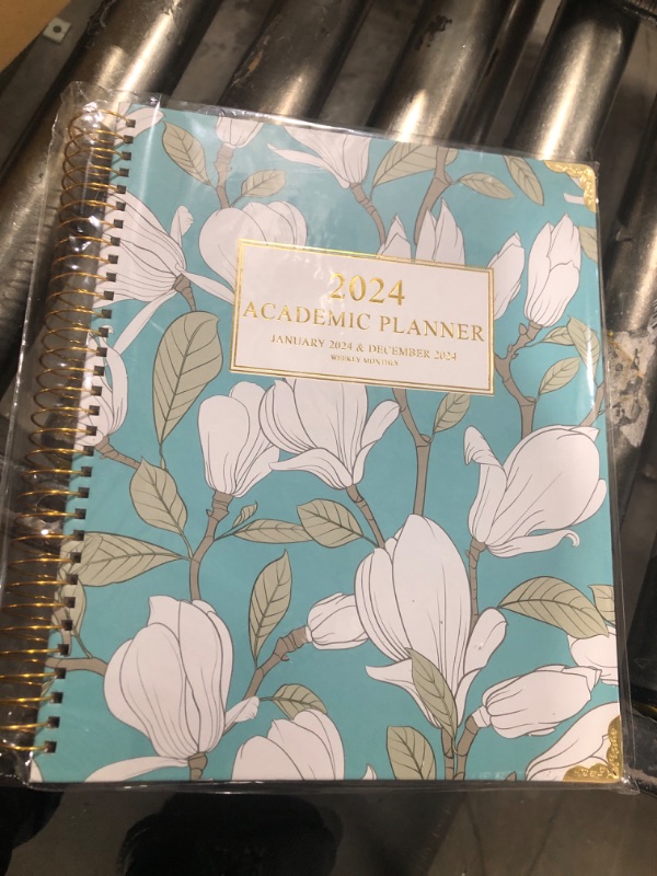 Photo 2 of 2024 Planner-2024 Weekly and Monthly Planner 8.5x11 Deluxe Daily Agenda Academic Planner,12 Monthly Tabs, Calendar, Inner Pocket, Flexible Cover,Twin-Wire Binding