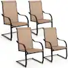 Photo 1 of 4-Piece Patio Dining Chairs C Spring Motion High Backrest Armrest Brown
