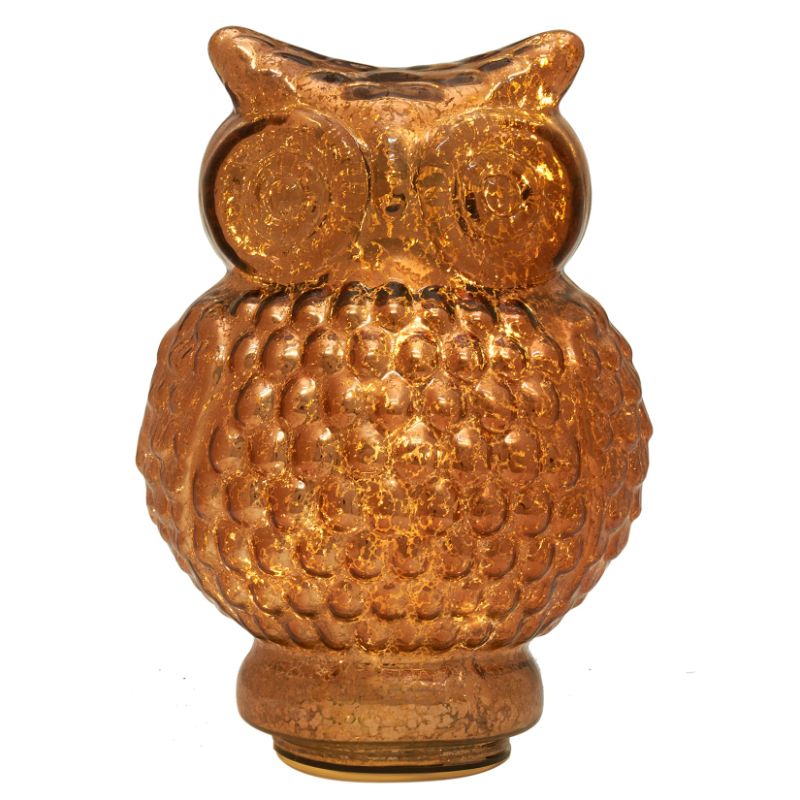 Photo 1 of Diahom Owl Decor Mercury Glass Table Centerpieces 8 Inches Brown Light Up Shelf Accents Home Office Christmas Decorations