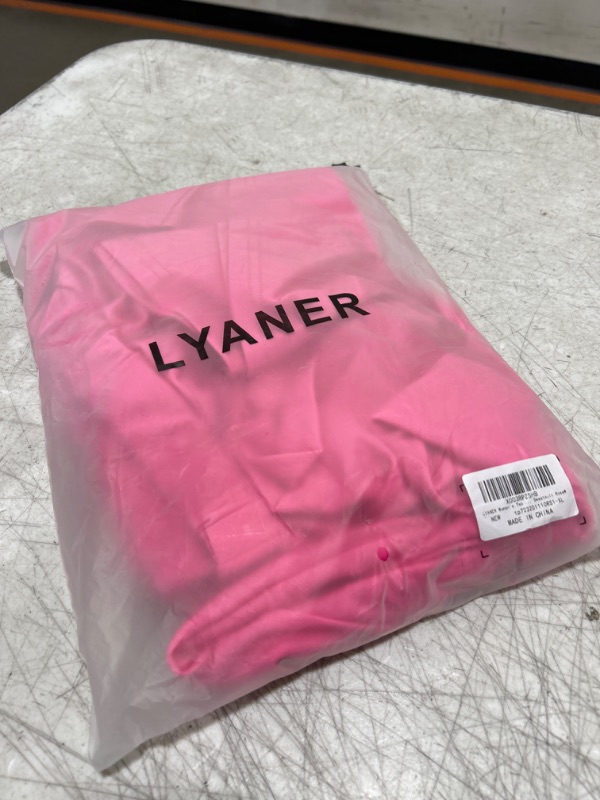 Photo 2 of LYANER Women's Two Piece Outfit Set Hoodies Zip Up Crop Top and Shorts Sweatsuit - XL Rose