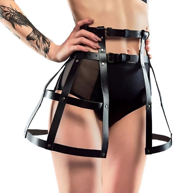 Photo 1 of ALRICOL Leather Belt Skirt Black Waist Chain Punk Skirts Belt Goth Body Accessories for Women and Girls