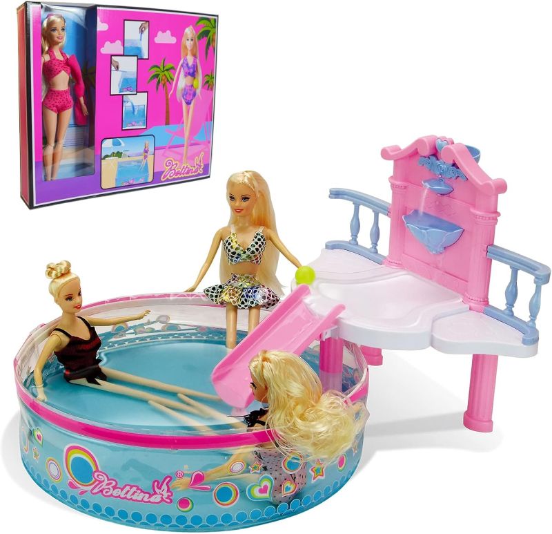 Photo 1 of Beach Doll Glam Pool Playset with Slide, Toys for Pool, Bath or Lake, Bath Toys for Girls, Water Toys Gifts for 3 to 7 Year Olds