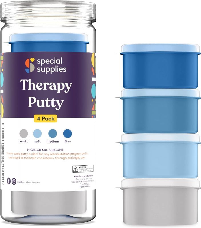 Photo 1 of Special Supplies Therapy Putty for Kids and Adults - Resistive Hand Exercise Stress Relief Therapy Putty Kit, Set of 4 Strengths, Three Ounces of Each Putty

