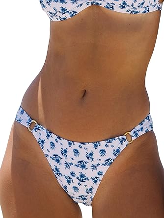 Photo 1 of SHENHE Women's Floral Print Bikini Bottom Ring Linked Cheeky Swimsuit Bottom XL
