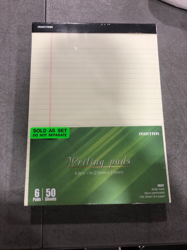 Photo 2 of Mintra Office Legal Pads, ((Basic 6pk - (Green Paper) (8.5in x 11in (Wide Ruled), 6pk (Green Tint)) 8.5in x 11in (Wide Ruled) 6pk (Green Tint)