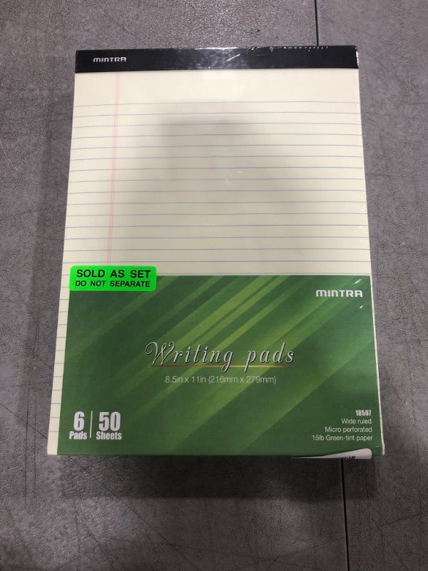 Photo 1 of Mintra Office Legal Pads, ((Basic 6pk - (Green Paper) (8.5in x 11in (Wide Ruled), 6pk (Green Tint)) 8.5in x 11in (Wide Ruled) 6pk (Green Tint)