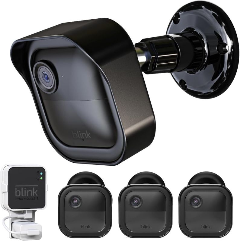 Photo 1 of All-New Blink Outdoor Camera Housing and Mounting Bracket (4th Gen & 3rd Gen), 3 Pack Protective Cover and 360° Adjustable Mount with Sync Module 2 Outlet Mount (Black)

