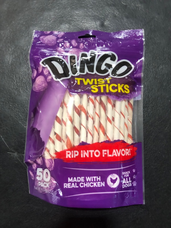 Photo 2 of Dingo Twist Sticks 50 Count, Rawhide For Dogs, Made With Real Chicken, 50 Count (Pack of 1) 50 Count (Pack of 1) twist sticks