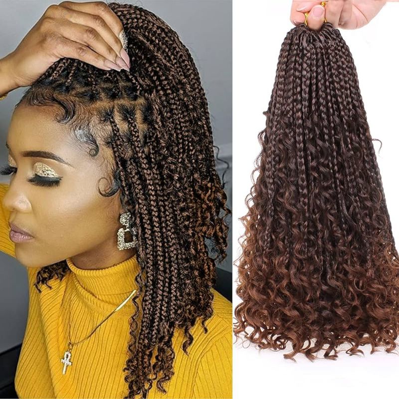 Photo 1 of 14 Inch Crochet Hair Boho Box Braids 8 Packs Crochet Hair For Black Women Crochet Hair Pre looped Synthetic Crochet Braids Hair Extension for Black Women Braiding Hair Extension for Black Women