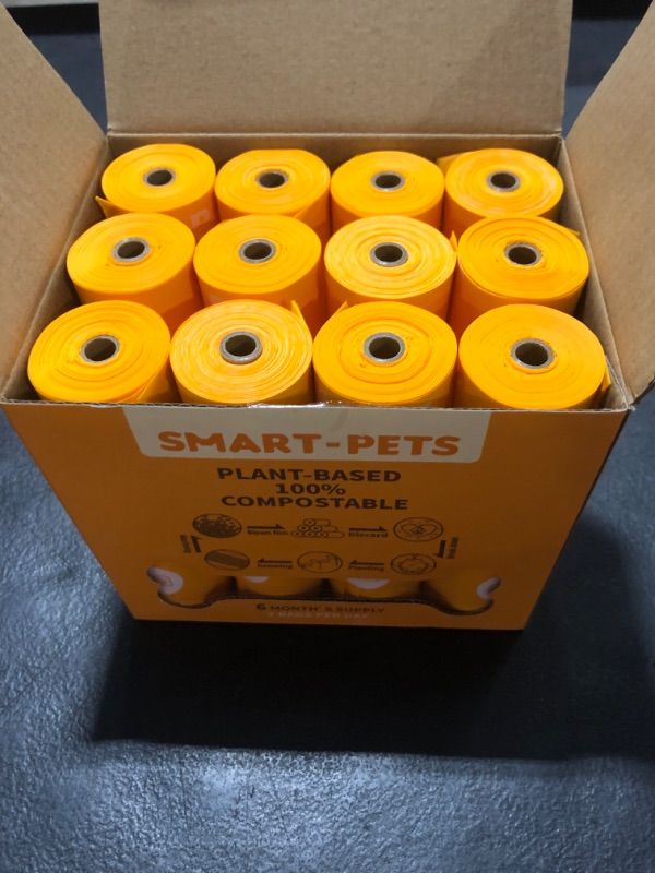 Photo 2 of 100% Certified Home Compostable Dog Poop Bags - EN 13432 Compliant Dog Waste Bags -360 Bags- 24x Rolls of Plant Based Compostable Poop Bags -Thick Doggie Poop Bags?Orange?