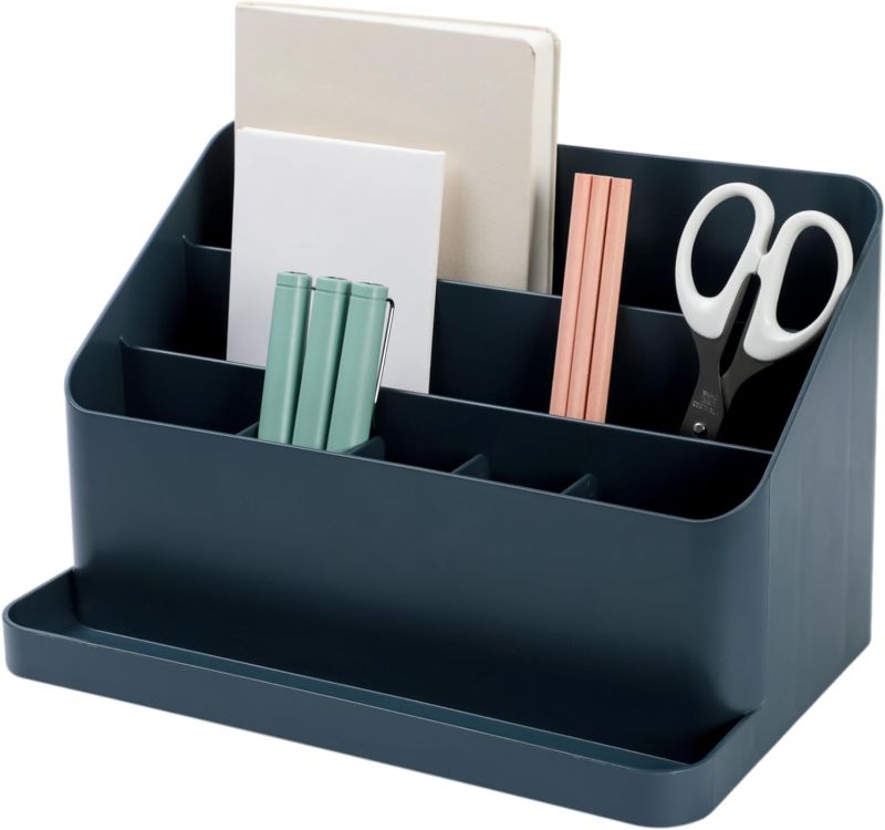 Photo 1 of BLUE GINKGO Large Desk Organizer - Office Organization | Stationery, Craft Organizer, Pencil Holder, Pen Holder for Desk | Office Desk Accessories (Made in Korea) - Prussian Blue
