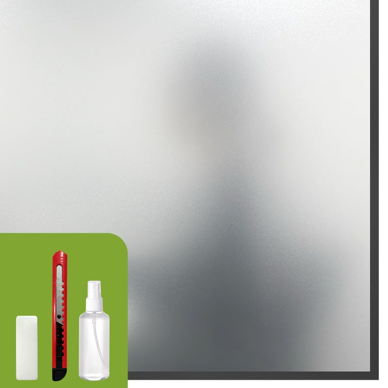 Photo 1 of Window Privacy Film Frosted Glass Window Film with Tools, UV Blocking Window Tint, Non Adhesive Static Cling Removable (Pure, 17.5" * 78.7") 