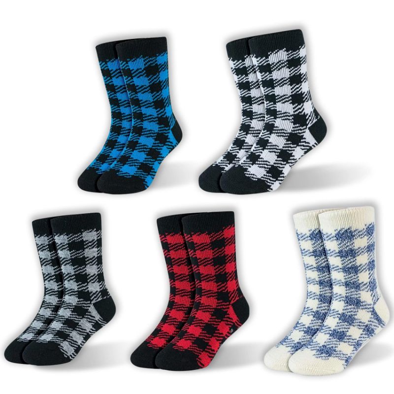 Photo 1 of HOT FEET Toddler Crew Warm Thermal 5/6 Pack Socks, Size 2-4T 5 Plaid Non-gripped
