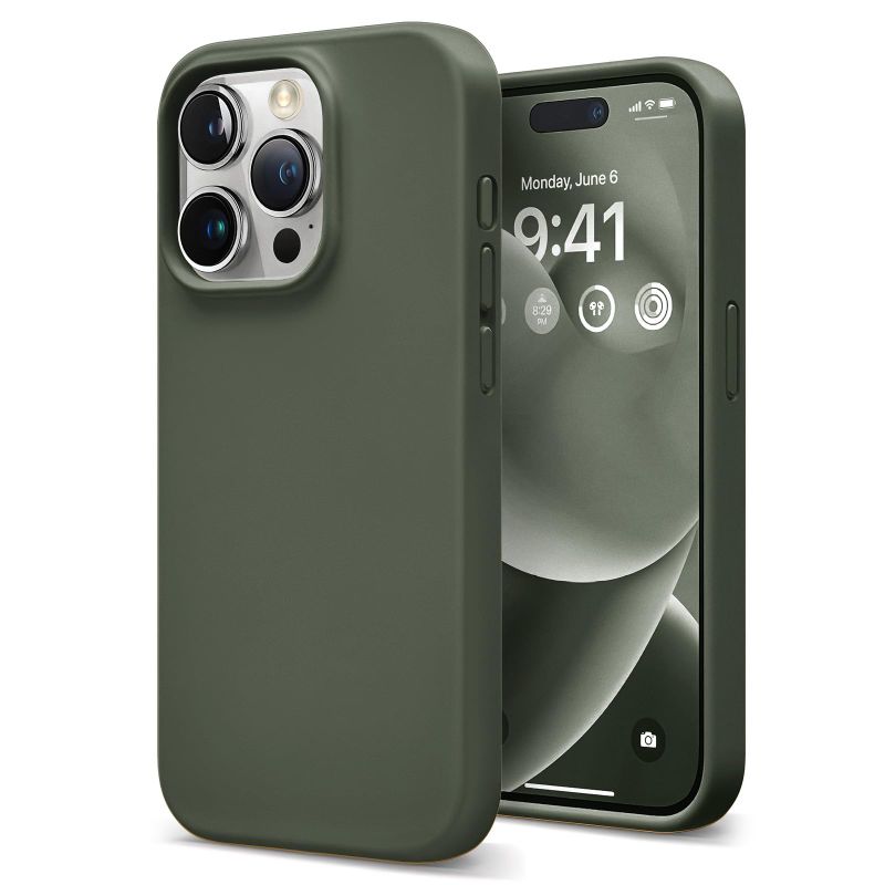 Photo 1 of for iPhone 15 Pro case, Compatible with MagSafe, 6.1" Silicone Shockproof Military-Grade Protection, Grey