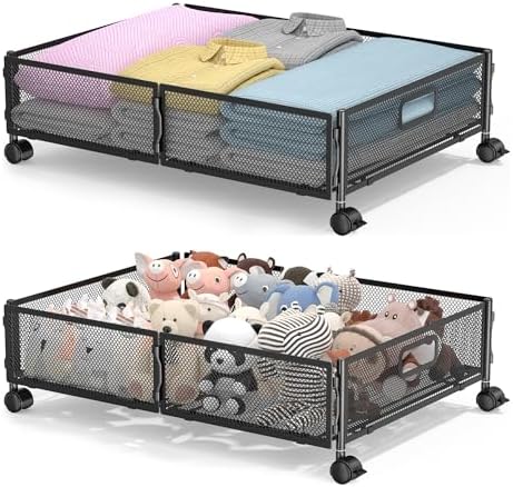 Photo 1 of Lingusta Under Bed Storage with Wheels,Rolling Under Bed Storage Containers (2 pack, Black)