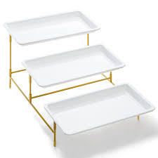 Photo 1 of 3 tier white plastic food serving tray