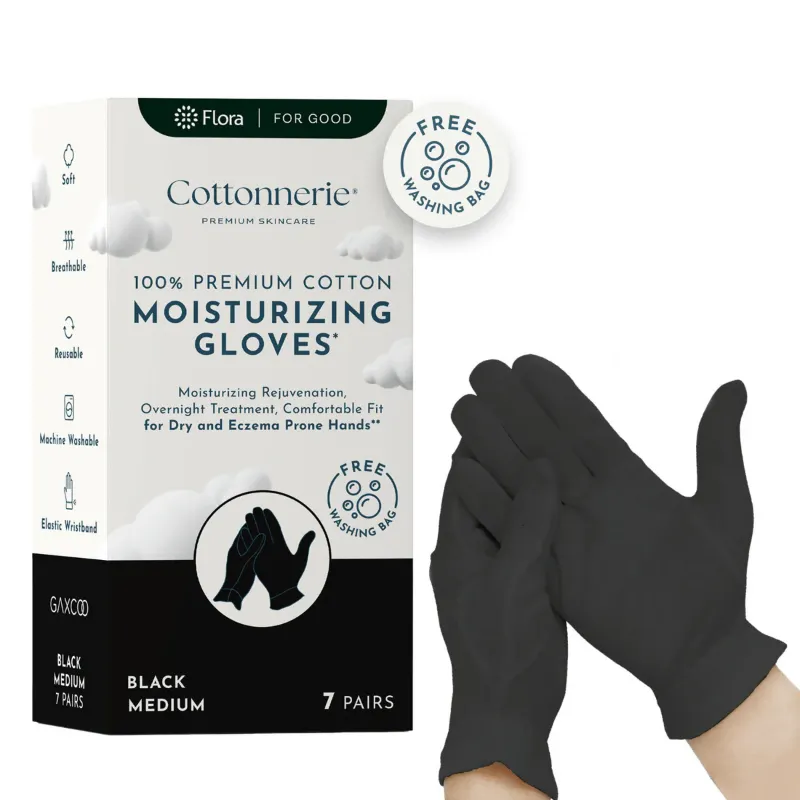 Photo 1 of Cotton Moisturizing Gloves - Medium Black