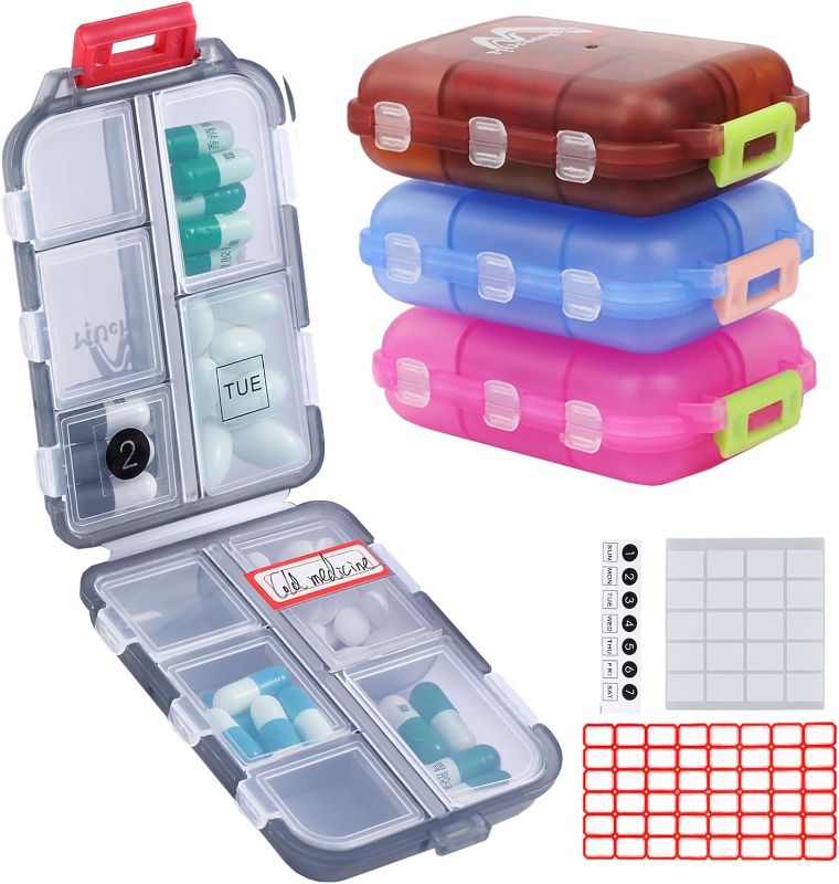 Photo 1 of 8PS Travel Pill Organizer, 10 Compartments Travel Pill Box Portable 