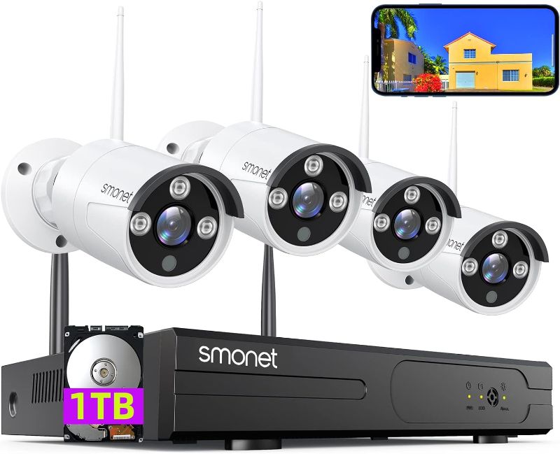 Photo 1 of [3MP HD,Audio] SMONET WiFi Security Camera System,1TB Hard Drive,8CH Home Surveillance NVR Kit,4 Pc