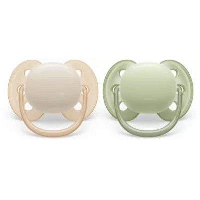 Photo 1 of Avent Philips Ultra Soft Pacifier 0-6 Months - Sand/Green - 2pk