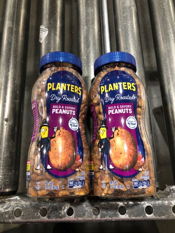 Photo 1 of (2 pack) Planters Dry Roasted Bold & Savory Peanuts, Party Snacks, Plant-Based Protein, 16 Oz ( best by Jul. 01, 2024)