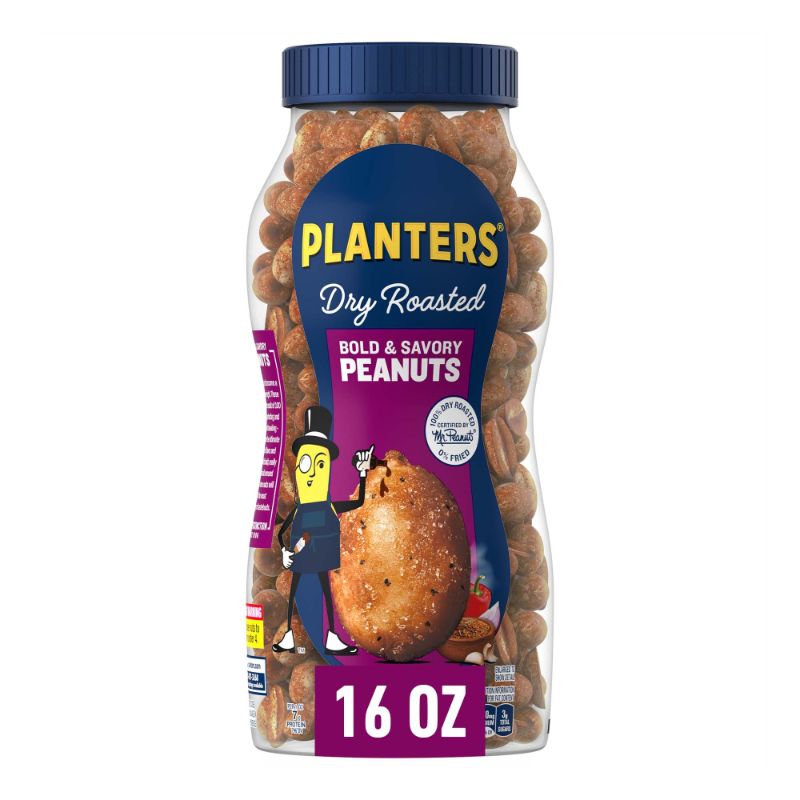 Photo 1 of (2 pack) Planters Dry Roasted Bold & Savory Peanuts, Party Snacks, Plant-Based Protein, 16 Oz ( best by Jul. 01, 2024)