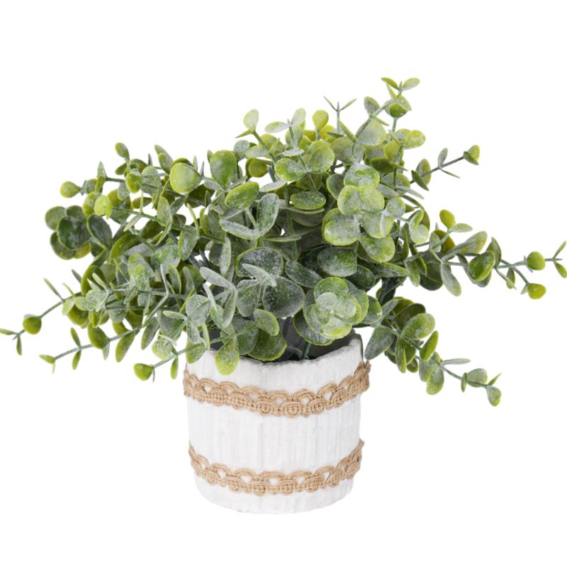Photo 1 of Small Fake Plants Indoor Decoration Faux Forested Eucalyptus Grass in Concrete Pot