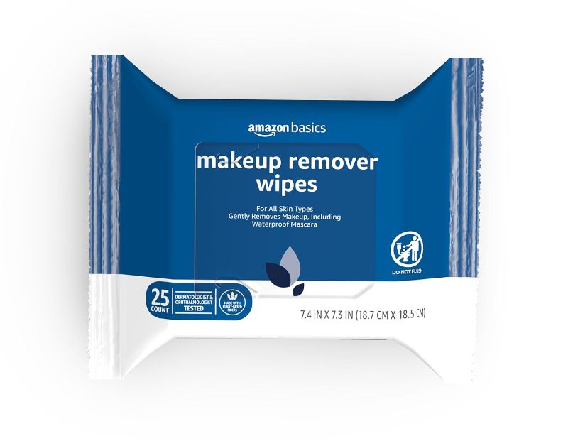 Photo 1 of (6 pack) Amazon Basics Makeup Remover Wipes, 25 wipes

