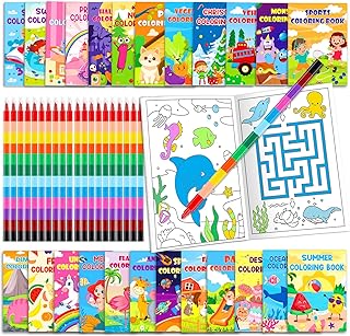 Photo 1 of Deruow 24PC and 24 Crayons Coloring Books Set - Coloring Books Bulk for Girls and Boys Mini DIY Drawing Book Set Party Favors Birthday Gifts