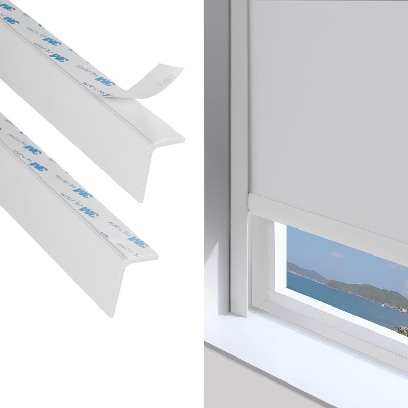 Photo 1 of PVC Light Gap Blockers Blackout Light Blockers Side Tracks for Window Shades and Blinds, Room Darkening Light Blocking Strips Easy to Instal for Home,Bedroom, Nursery(79", White,2PCS)
