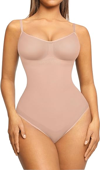 Photo 1 of FeelinGirl Shapewear Bodysuit Sculpting Tummy Control Body Shaper for Women Seamless Plus Size Butt Lifting Shaper Size M-L