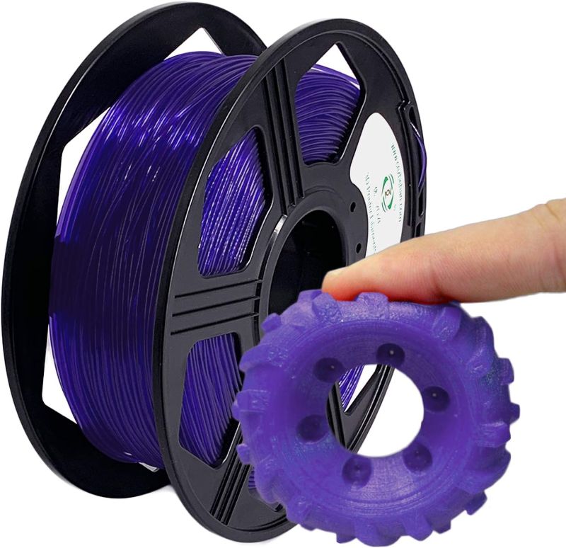 Photo 1 of YOYI YOYI 3D Printer Filament, 95A TPU Filament 1.75mm, Flexible Filament, 0.8KG Spool,Dimensional Accuracy +/- 0.03 mm, Soft TPU Filaments of High Elasticity (Transparent Violet) 