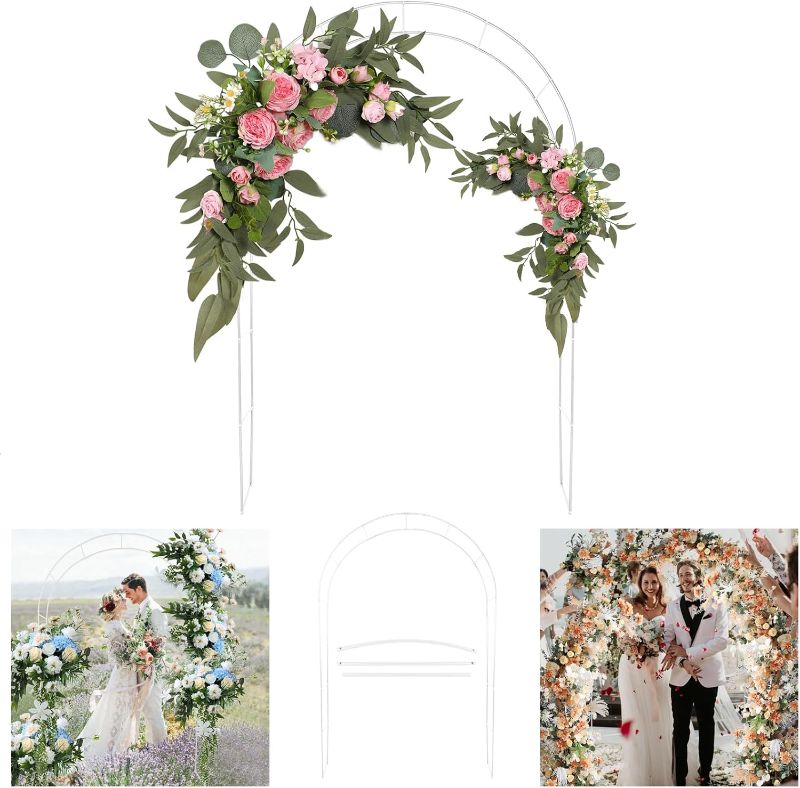 Photo 1 of Adorox 7.8ft Backdrop Stand - Balloon Arch Kit, Stable Balloon Arch Frame, Metal Wedding Arch for Wedding Birthday Party Baby Shower Decoration(White) 