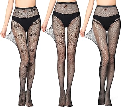 Photo 1 of 3 Style Women's Tights Black Fishnet Stockings, Mesh Fishnet Stockings Waist Pantyhose Thigh High Fishnets Tights for Women 